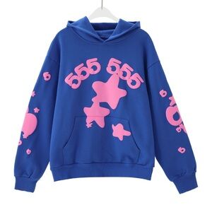 Vibrant Blue Hoodie with Pink Accents